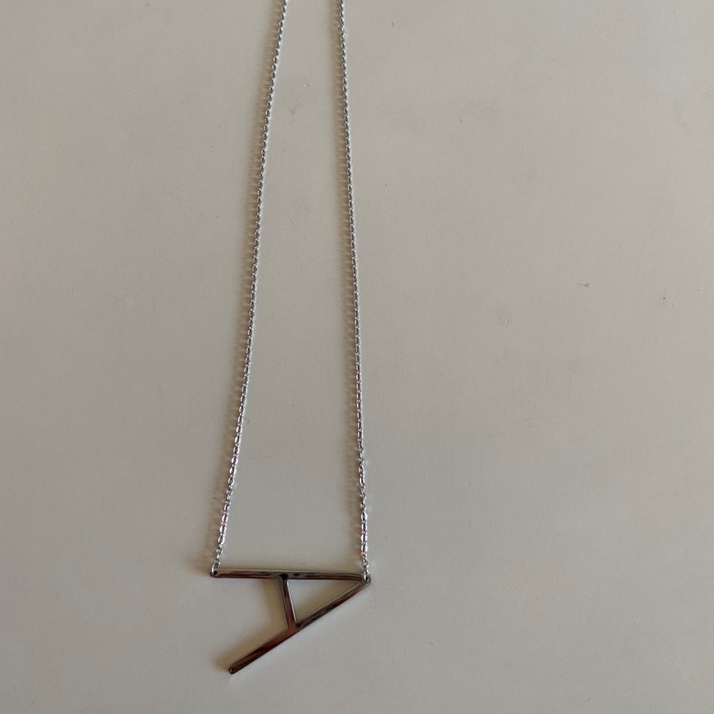Silver hanging A necklace
